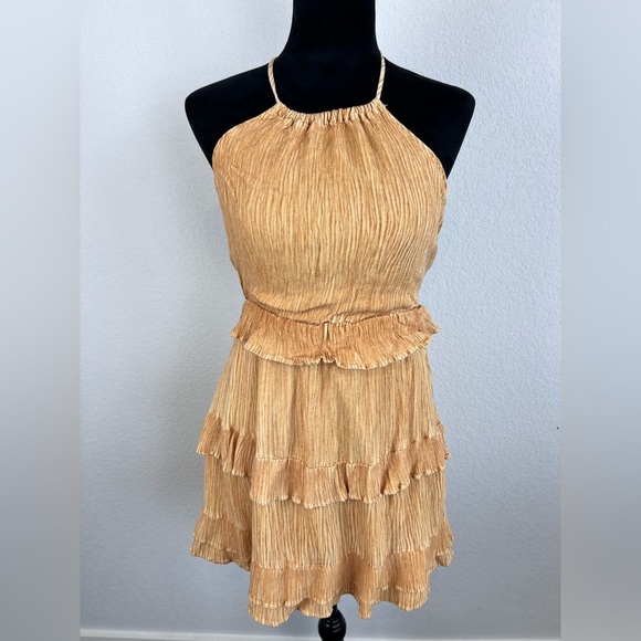 Lulu's Downright Darling Ruffled Halter Mini Dress Size Small - Picture 1 of 7